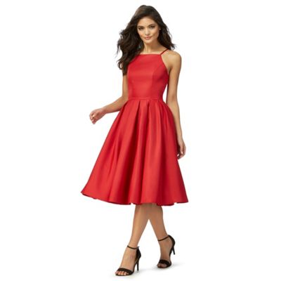 Red 'Amity' flared dress